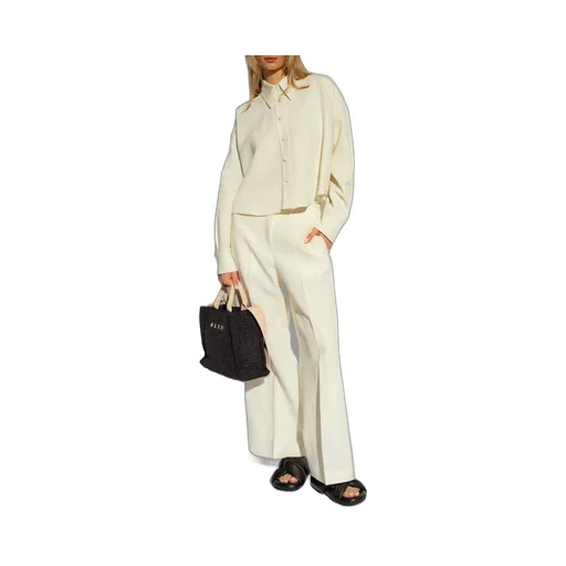 High-Waist Linen Blend Trousers
