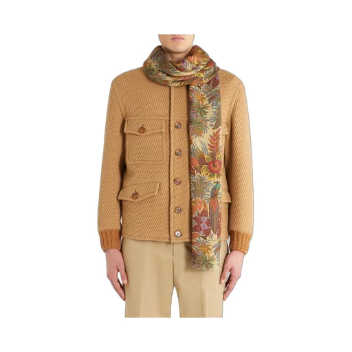 Floral-Printed Frayed-Edge Scarf