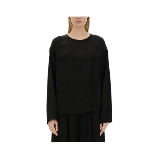 Long-Sleeve Satin Blouse