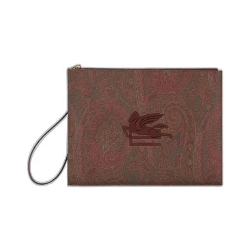 Logo-Embroidered Paisley-Printed Zipped Pouch