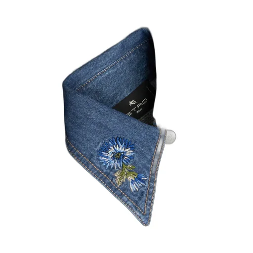 Floral Embroidered Button Up Denim Shirt