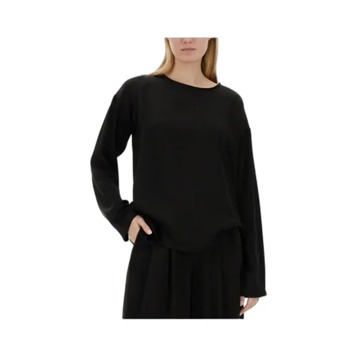 Long-Sleeve Satin Blouse