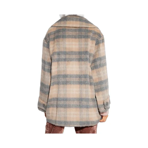 Cropped Checked Double Breasted Coat