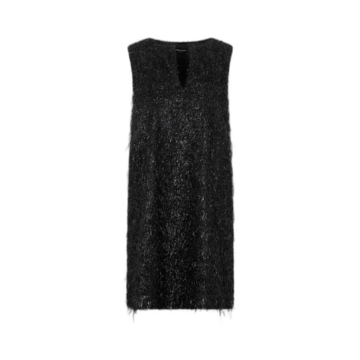 Metallic-Threading Fringed Sleeveless Dress