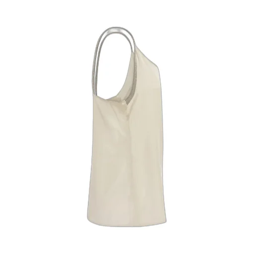 Metallic-Trim V-Neck Satin Camisole