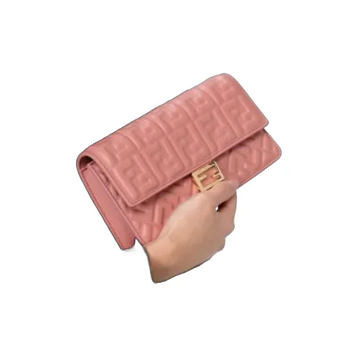 Baguette Ff Embossed Chain-Linked Wallet