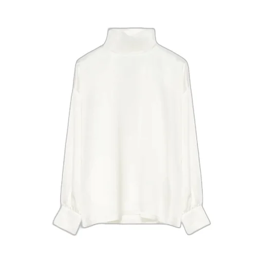 Long Sleeved High-Neck Satin Blouse
