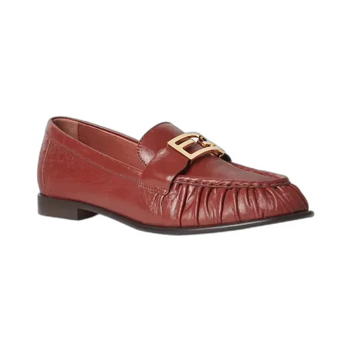 Baguette Ff Plaque Gathered Loafers