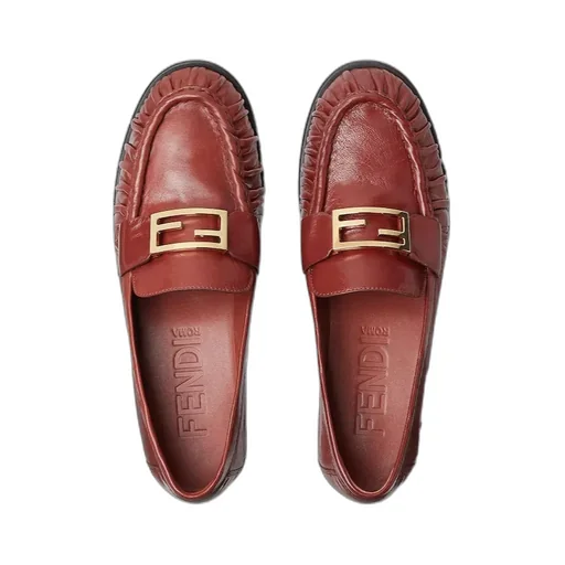 Baguette Ff Plaque Gathered Loafers