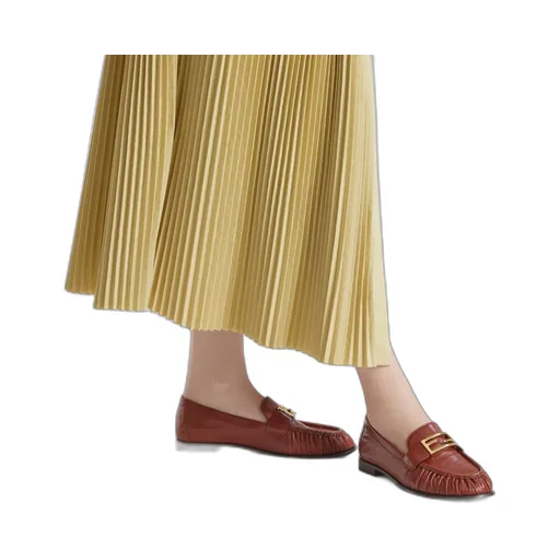 Baguette Ff Plaque Gathered Loafers
