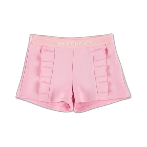 Ruffled Detail Logo Waistband Shorts