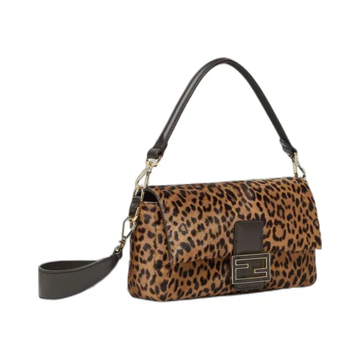 Baguette Leopard-Print Logo-Plaque Tote Bag