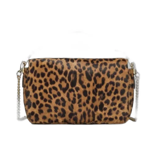 Mini Baguette Leopard-Print Chain Tote Bag