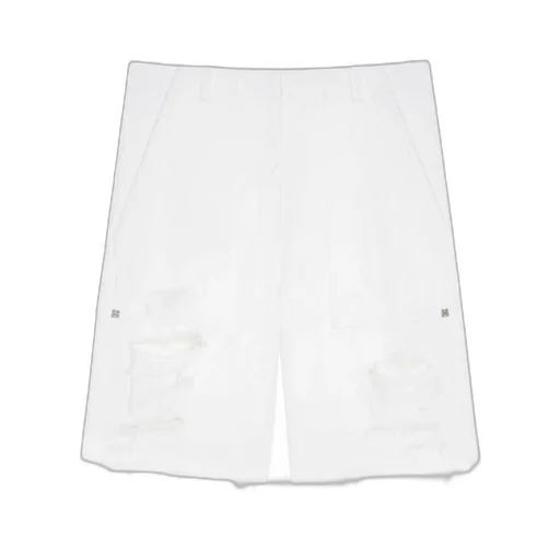 Destroyed-Effect Denim Bermuda Shorts