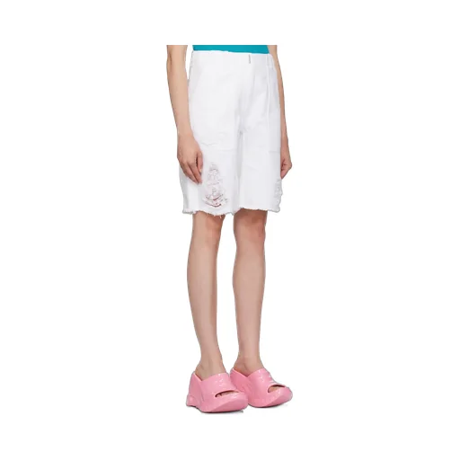 Destroyed-Effect Denim Bermuda Shorts