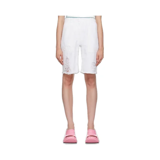 Destroyed-Effect Denim Bermuda Shorts