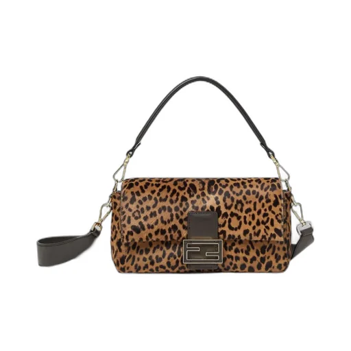 Baguette Leopard-Print Logo-Plaque Tote Bag