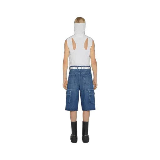 Multicutted Denim Cargo Shorts
