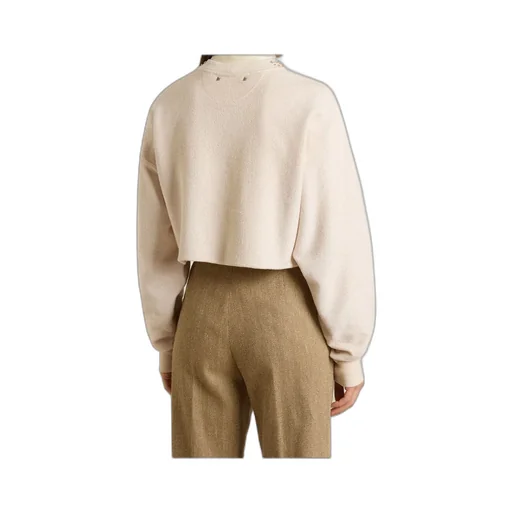 Embellished-Neck Cropped Sweatshirt