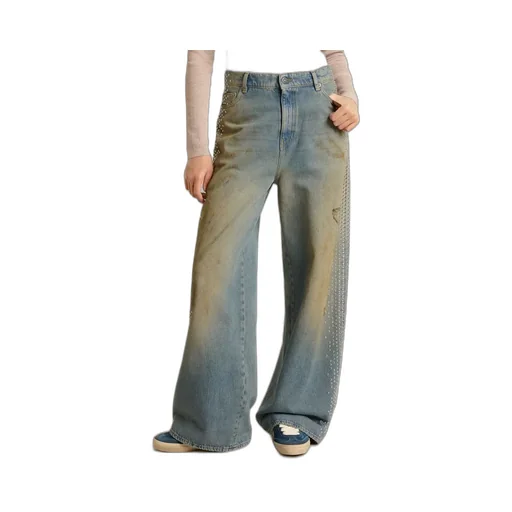 Wide-Leg Distressed Embellished Jeans
