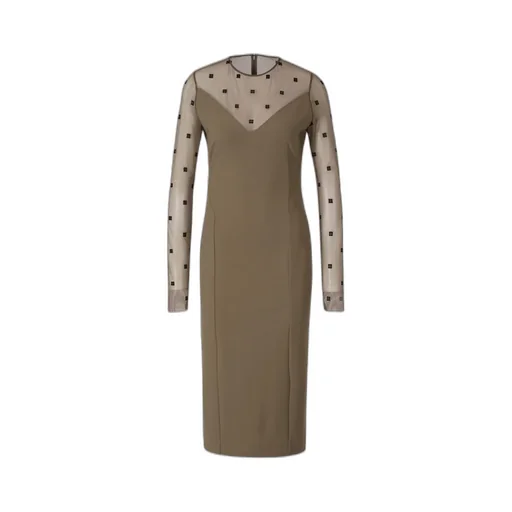 V-Neck Sheer Monogrammed Midi Dress
