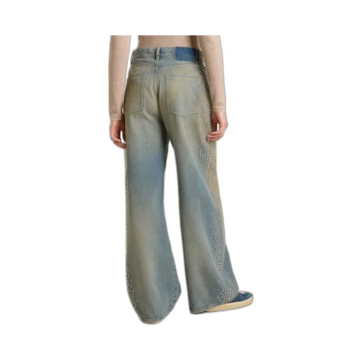 Wide-Leg Distressed Embellished Jeans