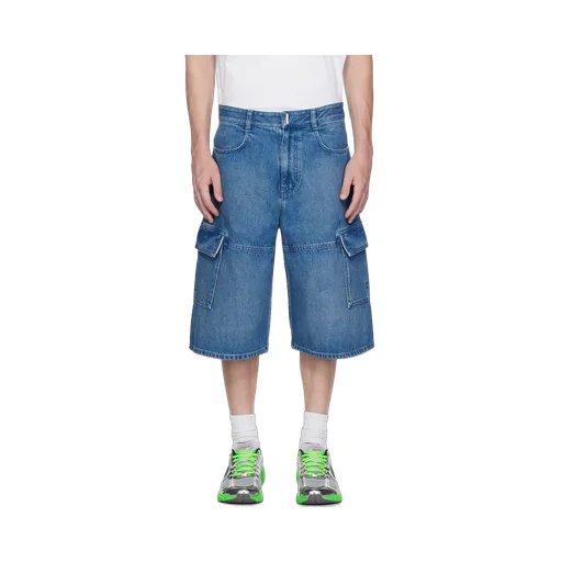 Multicutted Denim Cargo Shorts