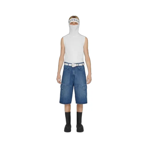 Multicutted Denim Cargo Shorts