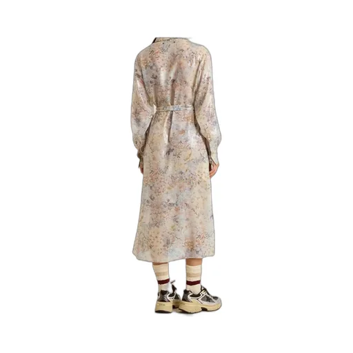 Sequin Floral Shirt Midi Day Dress