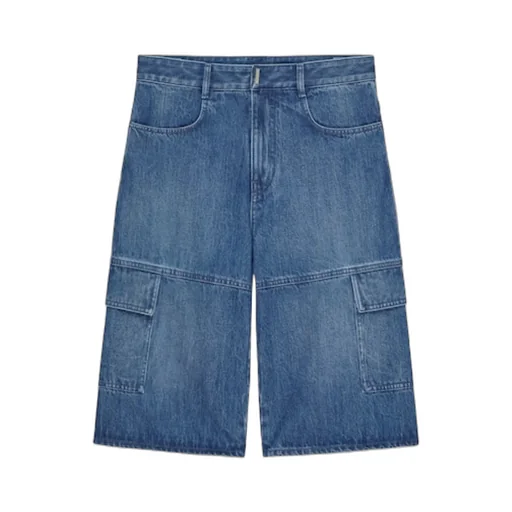 Multicutted Denim Cargo Shorts