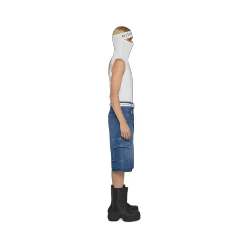 Multicutted Denim Cargo Shorts