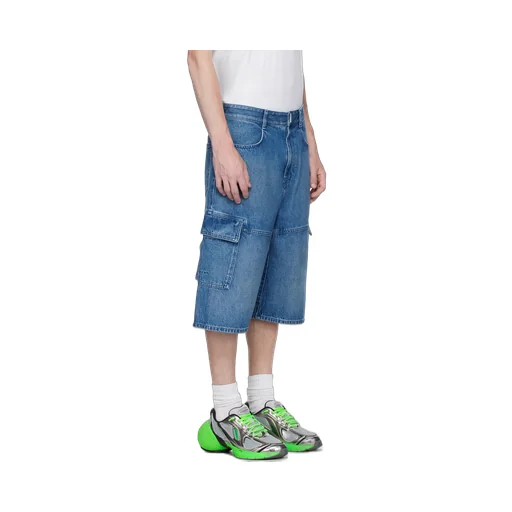 Multicutted Denim Cargo Shorts