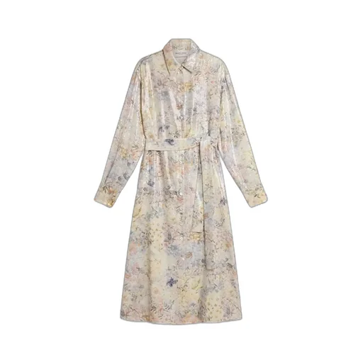 Sequin Floral Shirt Midi Day Dress