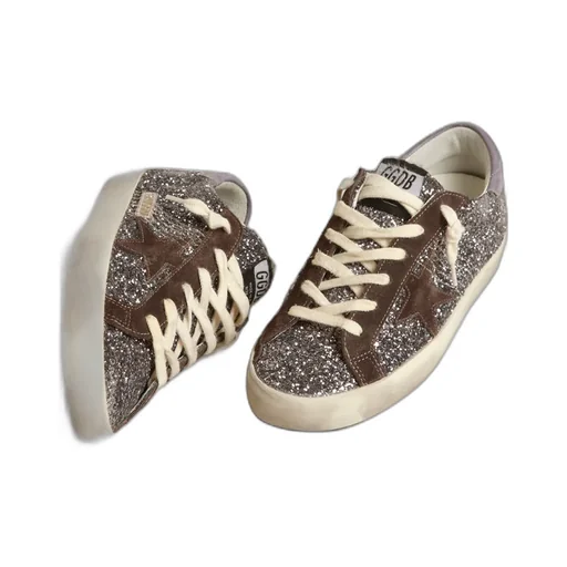 Super Star Glittered Lace-Up Sneakers