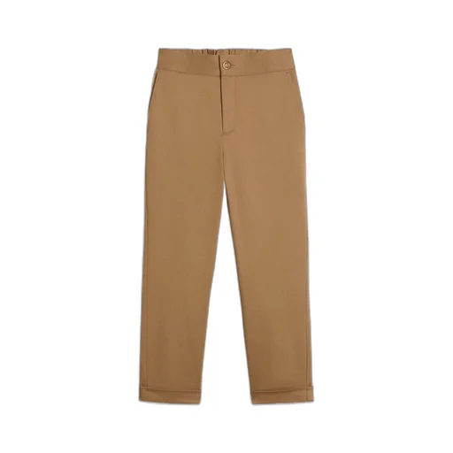 Folded-Hem Logo Embroidered Trousers