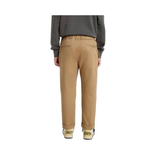 Folded-Hem Logo Embroidered Trousers