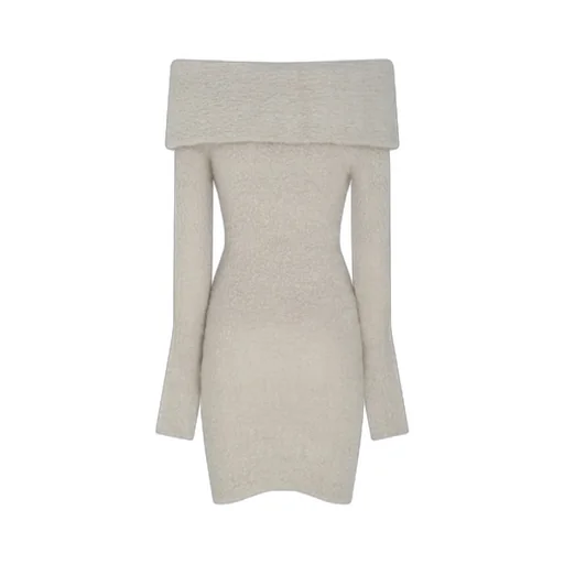 Chunky-Knit Off-Shoulder Midi Dress