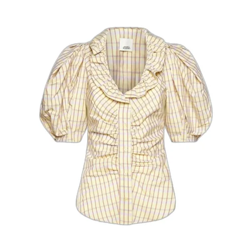 Striped Ruched Button-Up Top