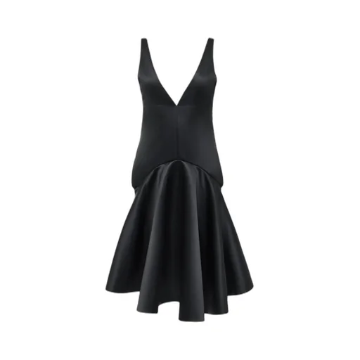 Draped Hemline V-Neck Dress