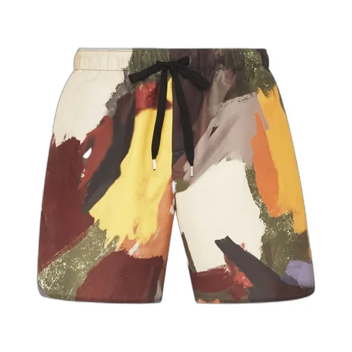 Abstract-Printed Drawstring Swim Shorts