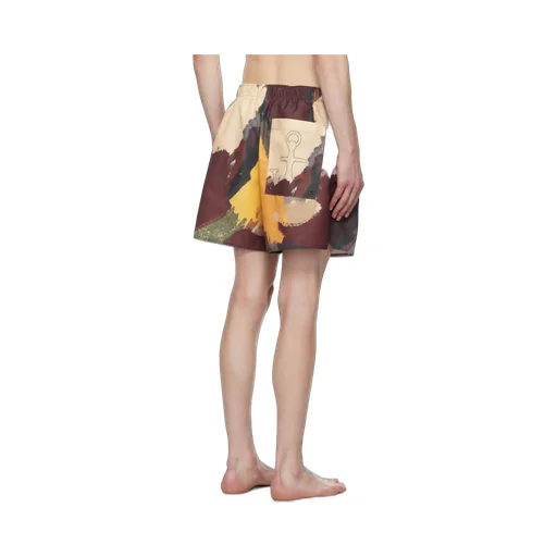 Abstract-Printed Drawstring Swim Shorts
