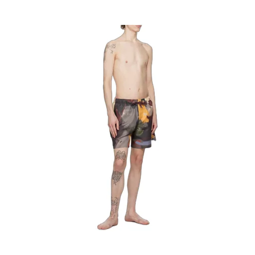 Abstract-Printed Drawstring Swim Shorts