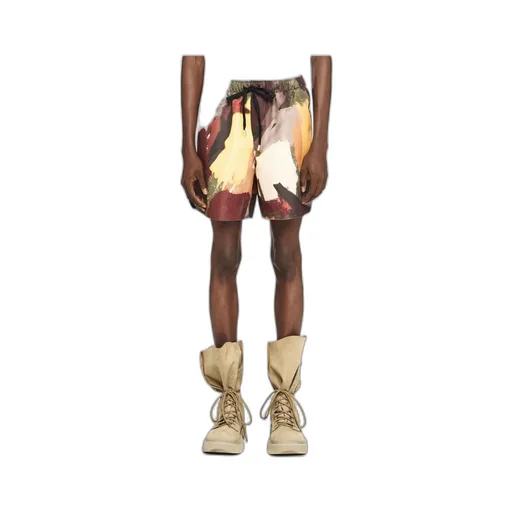 Abstract-Printed Drawstring Swim Shorts