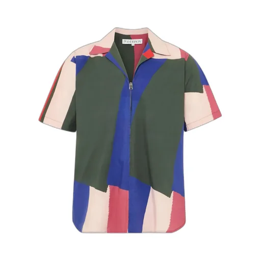 Zipped Short-Sleeve Printed Shirt