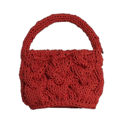 Small Cable Knitted Top Handle Bag