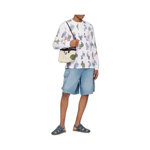Printed Waffle Henley Top