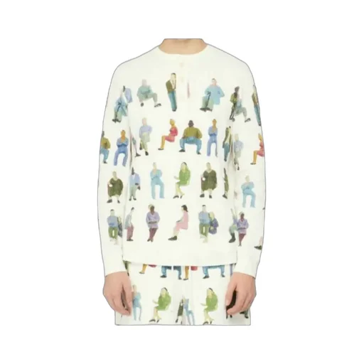 Printed Waffle Henley Top