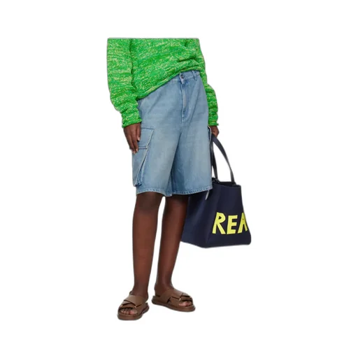 Wide Leg Cargo Denim Shorts