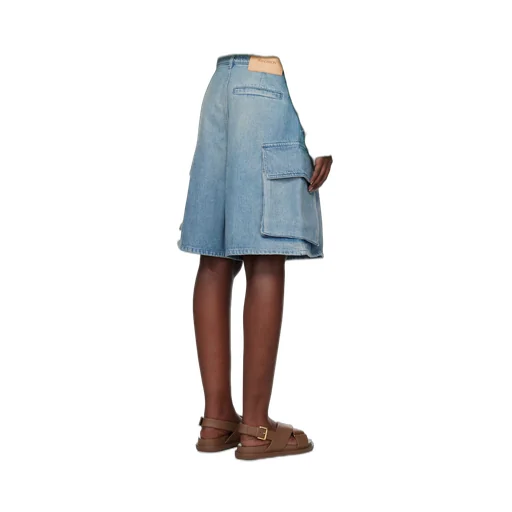 Wide Leg Cargo Denim Shorts