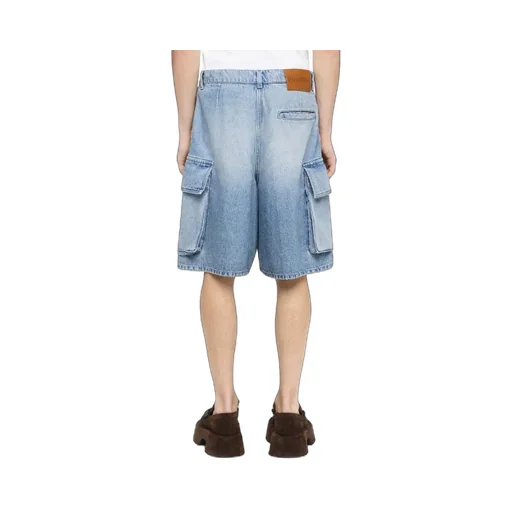 Wide Leg Cargo Denim Shorts